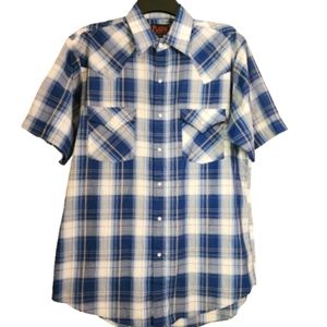 Plains Western Wear Shirt Sleeve Plaid Shirt Size M